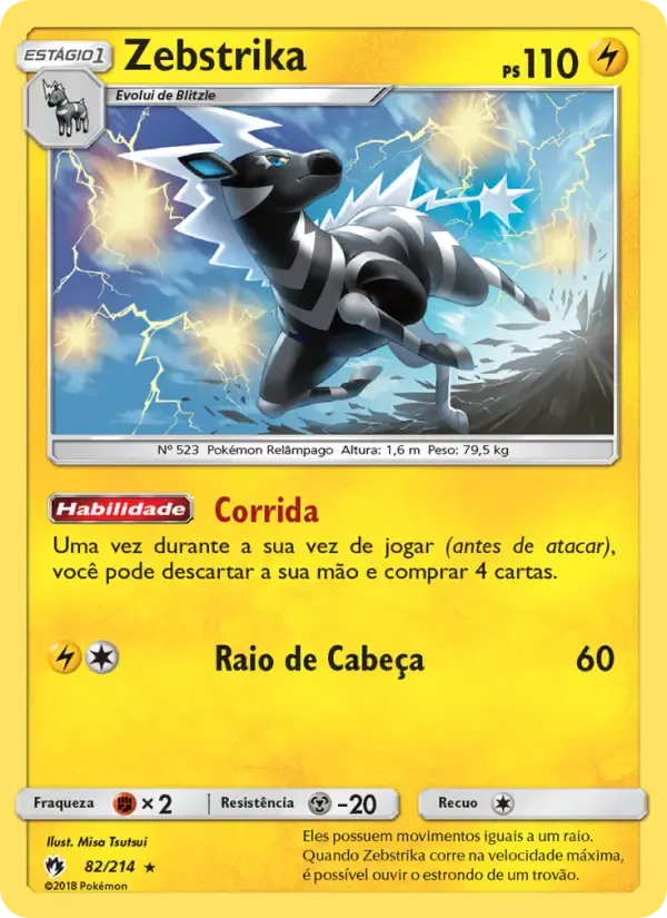 Zebstrika — Trovões Perdidos 82 Portuguese Pokémon card