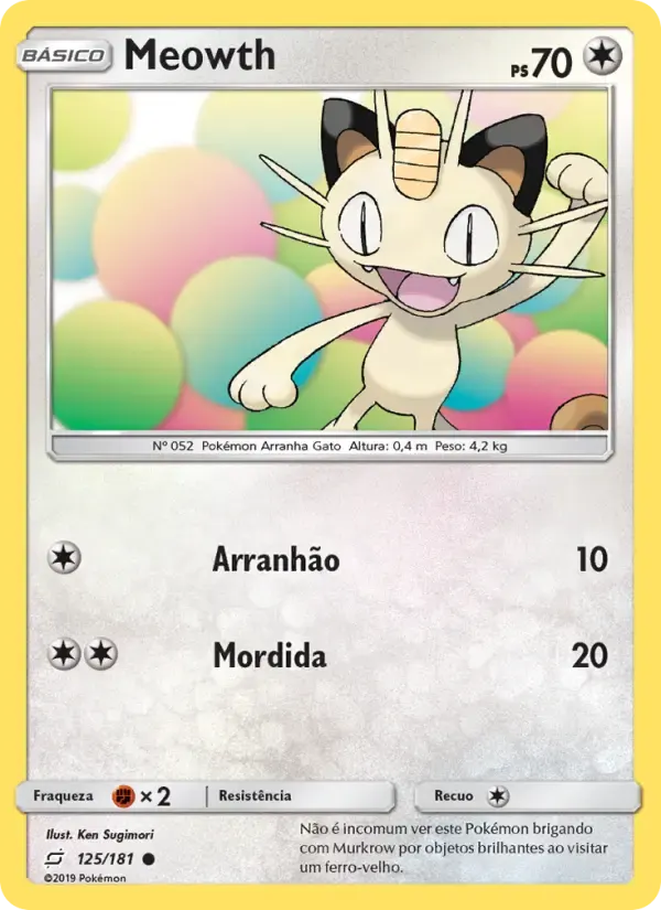 Meowth — União de Aliados 125 Portuguese Pokémon card
