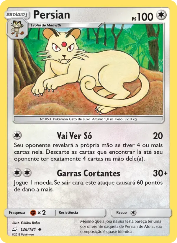 Persian — União de Aliados 126 Portuguese Pokémon card