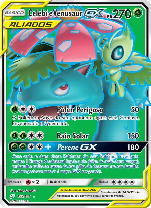 Celebi e Venusaur GX — União de Aliados 159 Portuguese Pokémon card