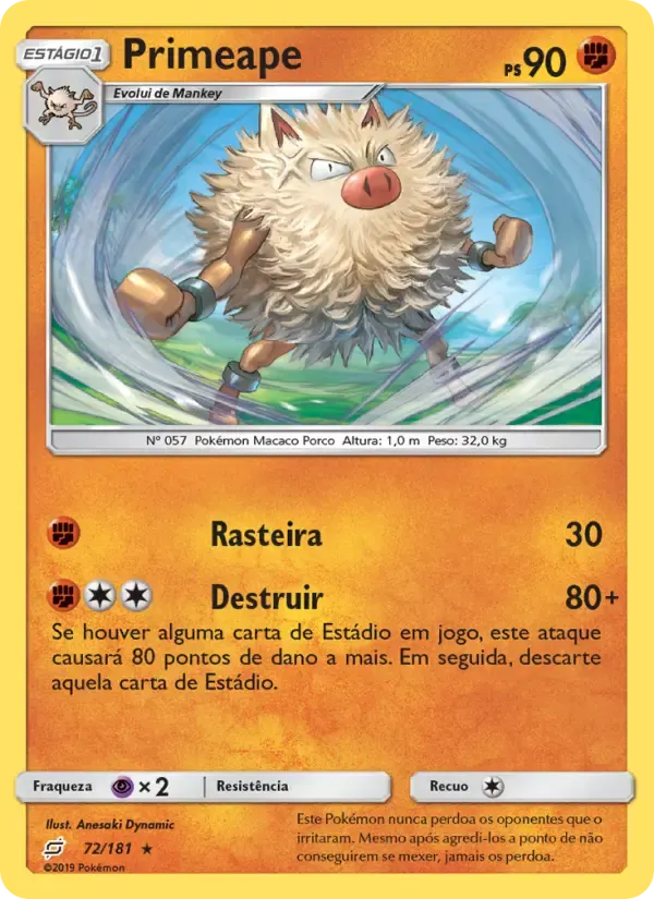 Primeape — União de Aliados 72 Portuguese Pokémon card