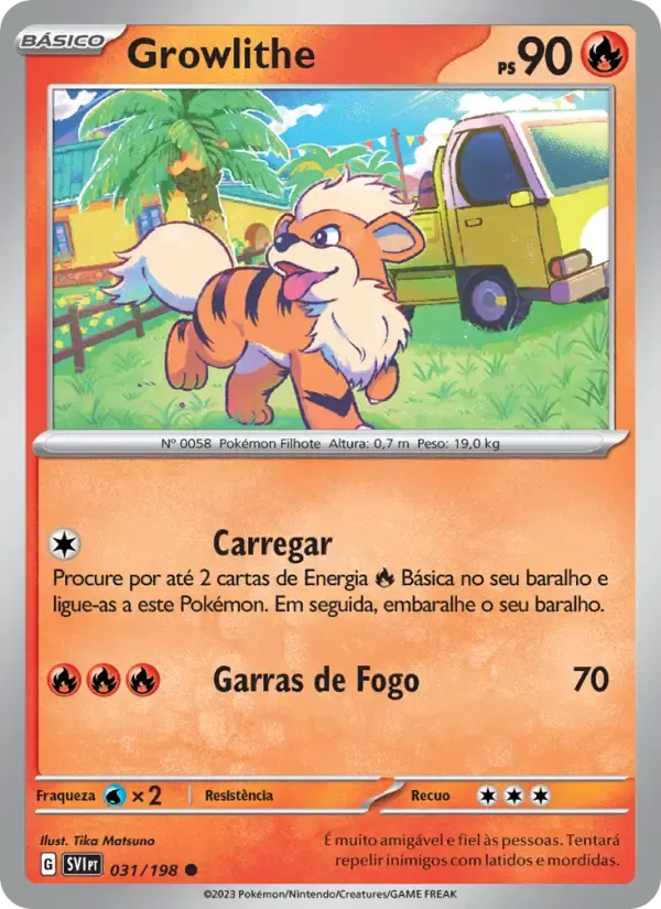 Growlithe — Escarlate e Violeta 31 Portuguese Pokémon card