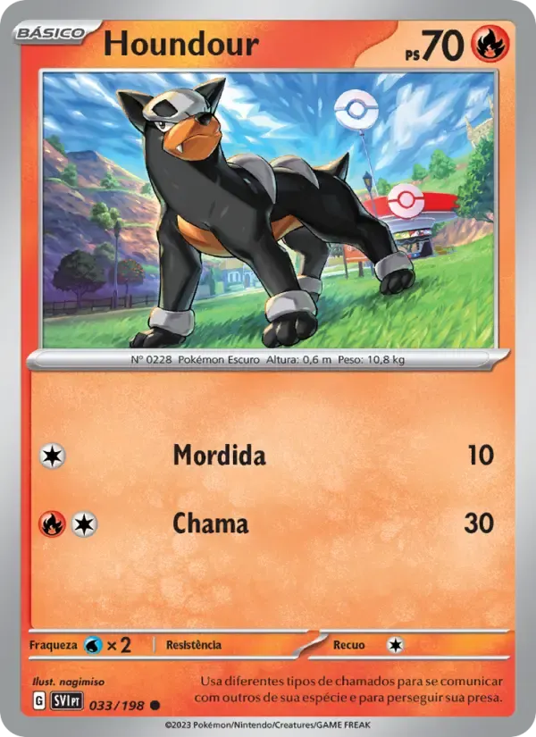 Houndour — Escarlate e Violeta 33 Portuguese Pokémon card