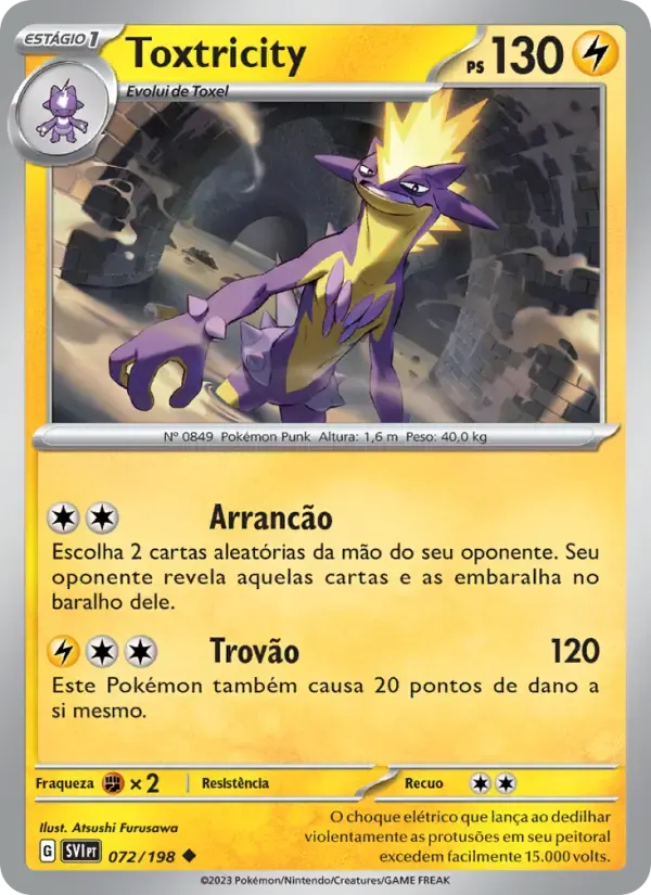 Toxtricity — Escarlate e Violeta 72 Portuguese Pokémon card