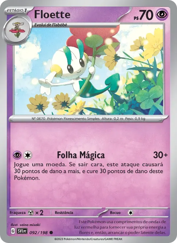 Floette — Escarlate e Violeta 92 Portuguese Pokémon card