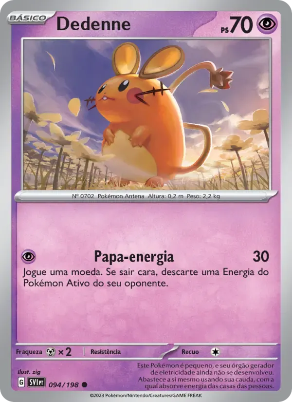 Dedenne — Escarlate e Violeta 94 Portuguese Pokémon card