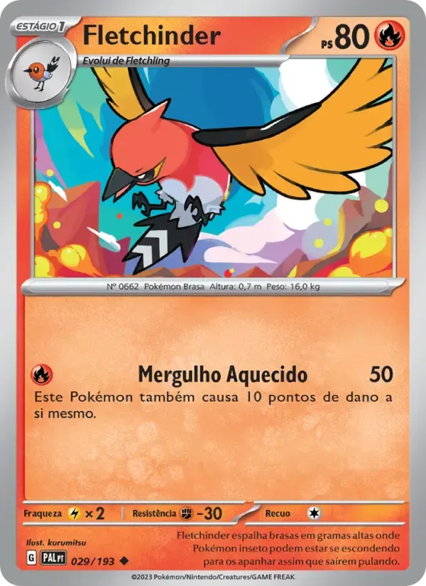 Fletchinder — Evoluções em Paldea 29 Portuguese Pokémon card
