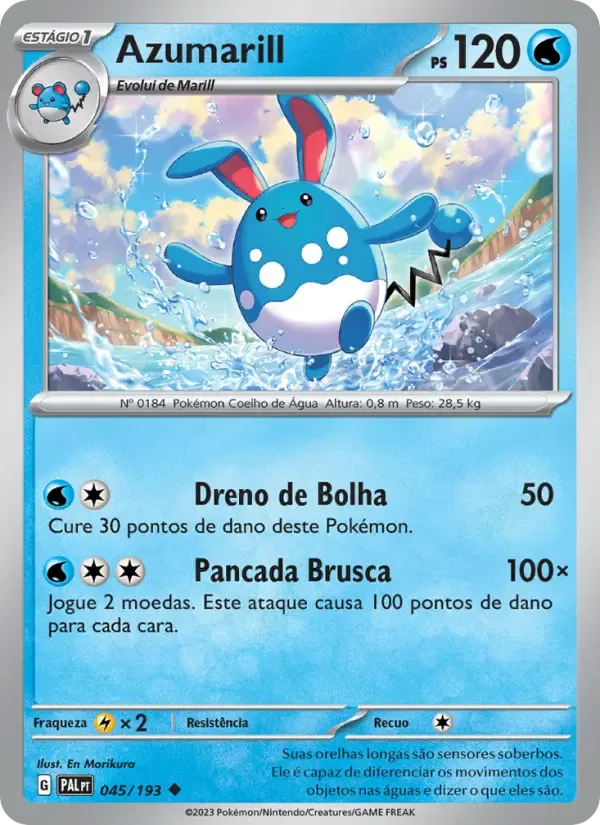 Azumarill — Evoluções em Paldea 45 Portuguese Pokémon card