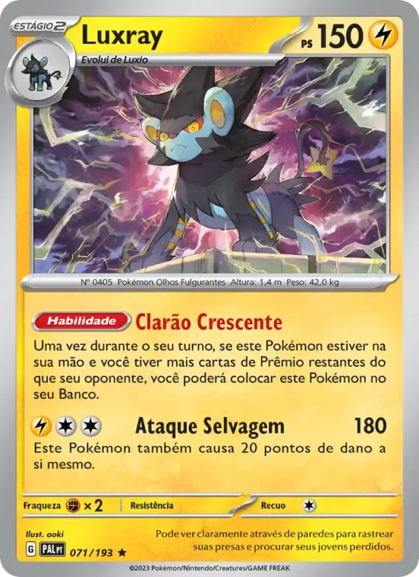 Luxray — Evoluções em Paldea 71 Portuguese Pokémon card