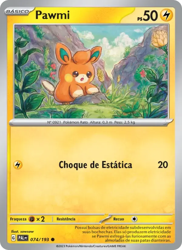 Pawmi — Evoluções em Paldea 74 Portuguese Pokémon card
