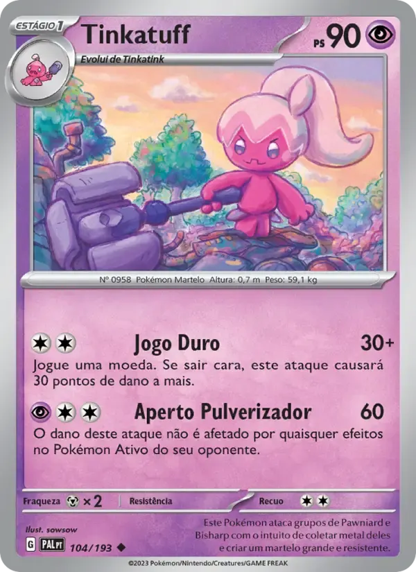 Tinkatuff — Evoluções em Paldea 104 Portuguese Pokémon card