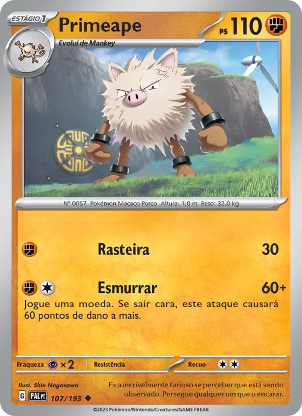 Primeape — Evoluções em Paldea 107 Portuguese Pokémon card