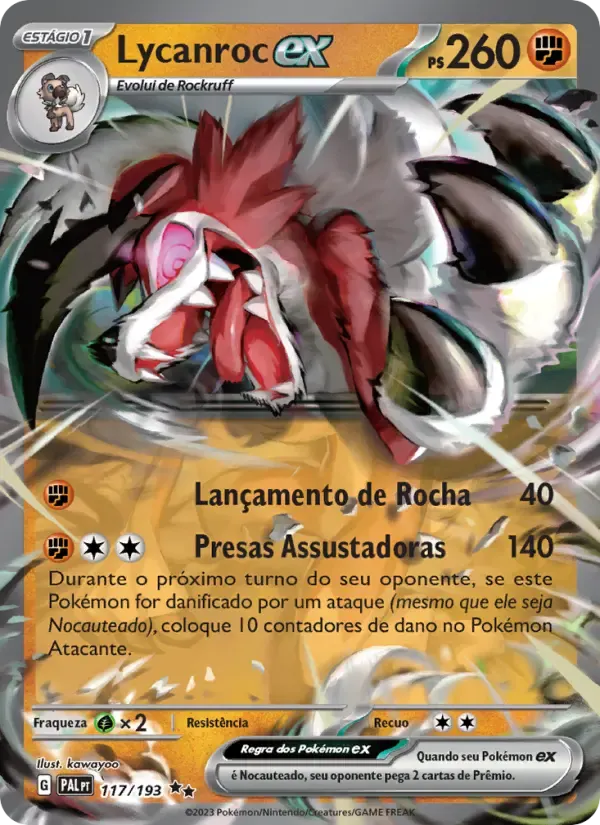 Lycanroc ex — Evoluções em Paldea 117 Portuguese Pokémon card