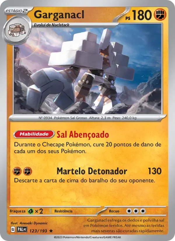 Garganacl — Evoluções em Paldea 123 Portuguese Pokémon card
