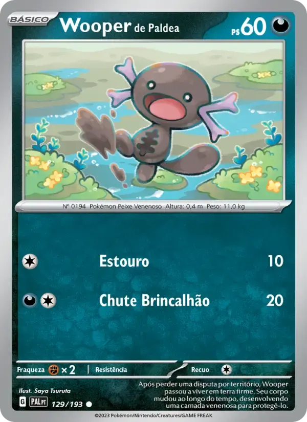 Wooper de Paldea — Evoluções em Paldea 129 Portuguese Pokémon card