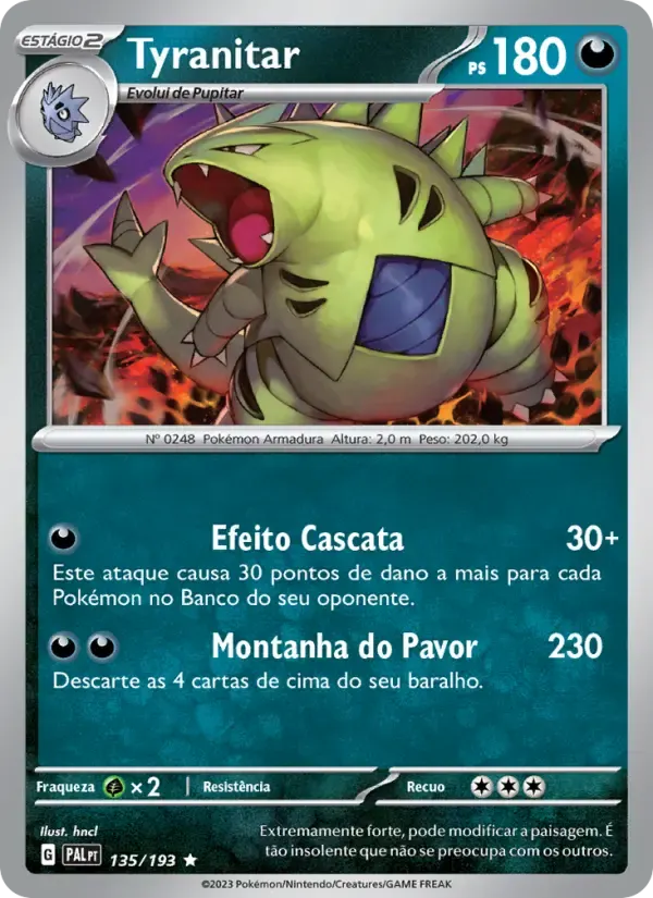 Tyranitar — Evoluções em Paldea 135 Portuguese Pokémon card