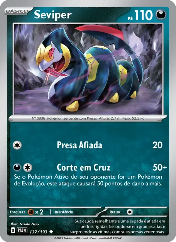 Seviper — Evoluções em Paldea 137 Portuguese Pokémon card