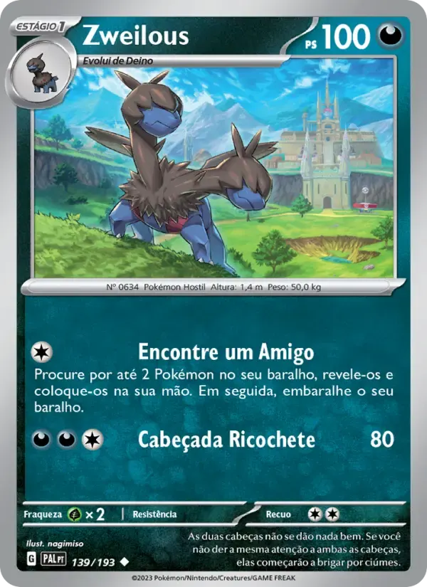 Zweilous — Evoluções em Paldea 139 Portuguese Pokémon card