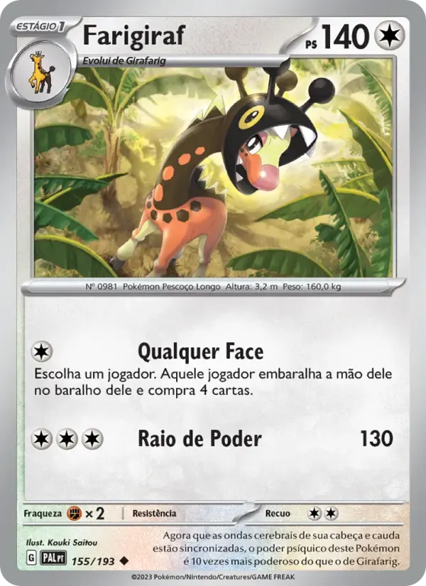 Farigiraf — Evoluções em Paldea 155 Portuguese Pokémon card