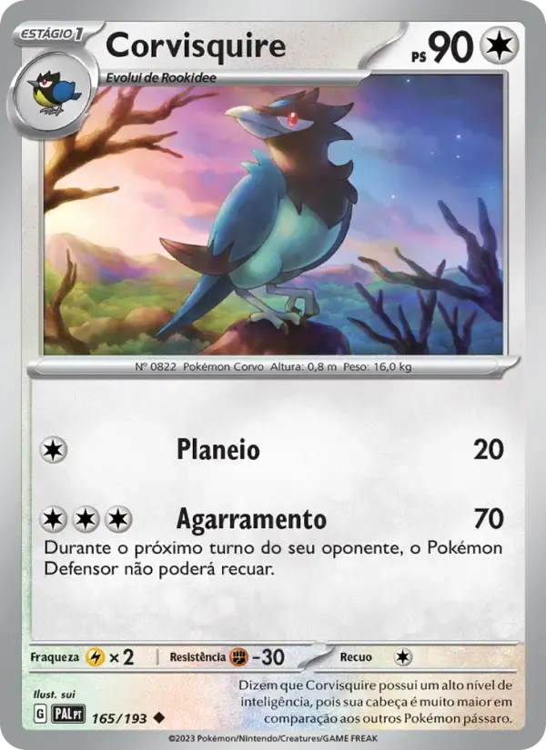 Corvisquire — Evoluções em Paldea 165 Portuguese Pokémon card