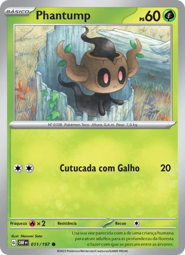 Phantump — Obsidiana em Chamas 11 Portuguese Pokémon card