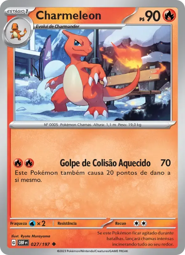Charmeleon — Obsidiana em Chamas 27 Portuguese Pokémon card