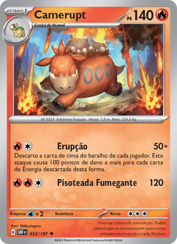 Camerupt — Obsidiana em Chamas 32 Portuguese Pokémon card