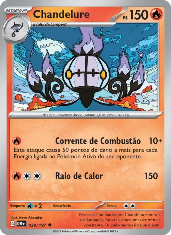 Chandelure — Obsidiana em Chamas 38 Portuguese Pokémon card
