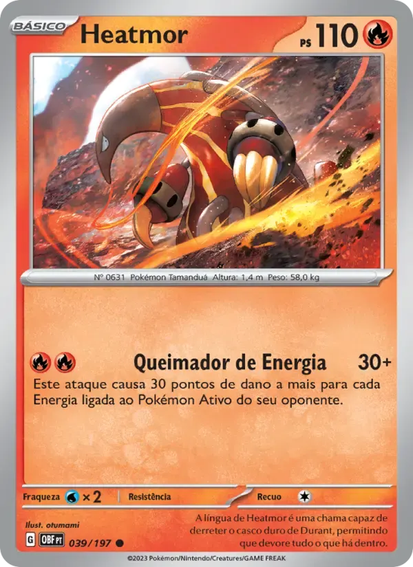 Heatmor — Obsidiana em Chamas 39 Portuguese Pokémon card