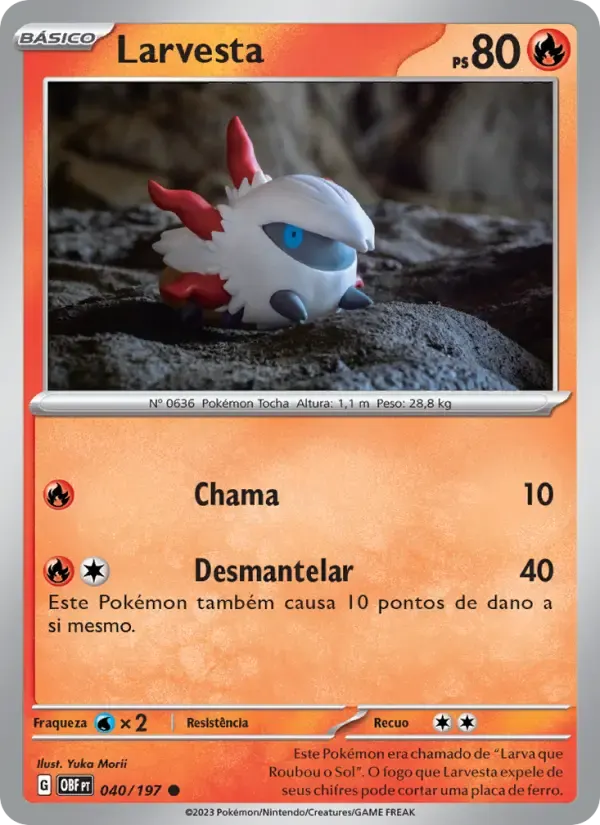 Larvesta — Obsidiana em Chamas 40 Portuguese Pokémon card