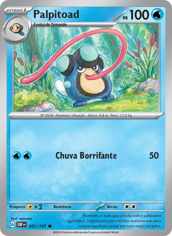Palpitoad — Obsidiana em Chamas 51 Portuguese Pokémon card
