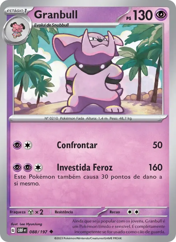 Granbull — Obsidiana em Chamas 88 Portuguese Pokémon card