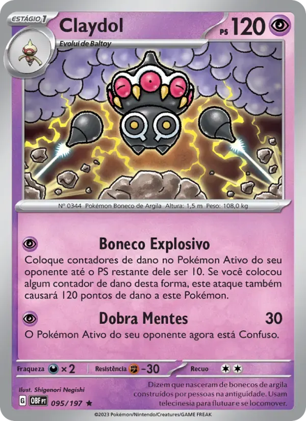 Claydol — Obsidiana em Chamas 95 Portuguese Pokémon card