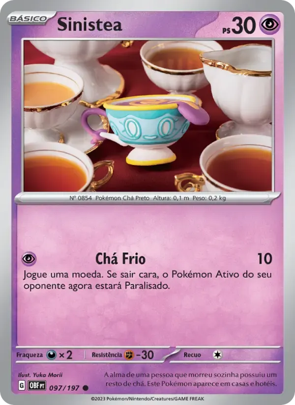 Sinistea — Obsidiana em Chamas 97 Portuguese Pokémon card