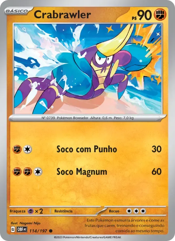 Crabrawler — Obsidiana em Chamas 114 Portuguese Pokémon card