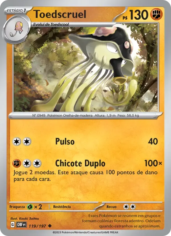 Toedscruel — Obsidiana em Chamas 119 Portuguese Pokémon card