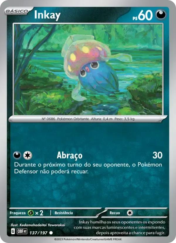 Inkay — Obsidiana em Chamas 137 Portuguese Pokémon card