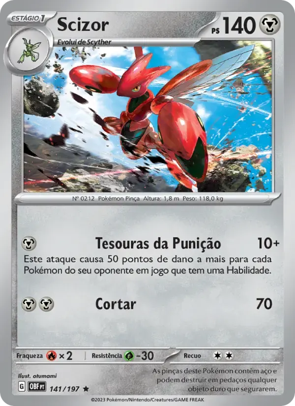 Scizor — Obsidiana em Chamas 141 Portuguese Pokémon card