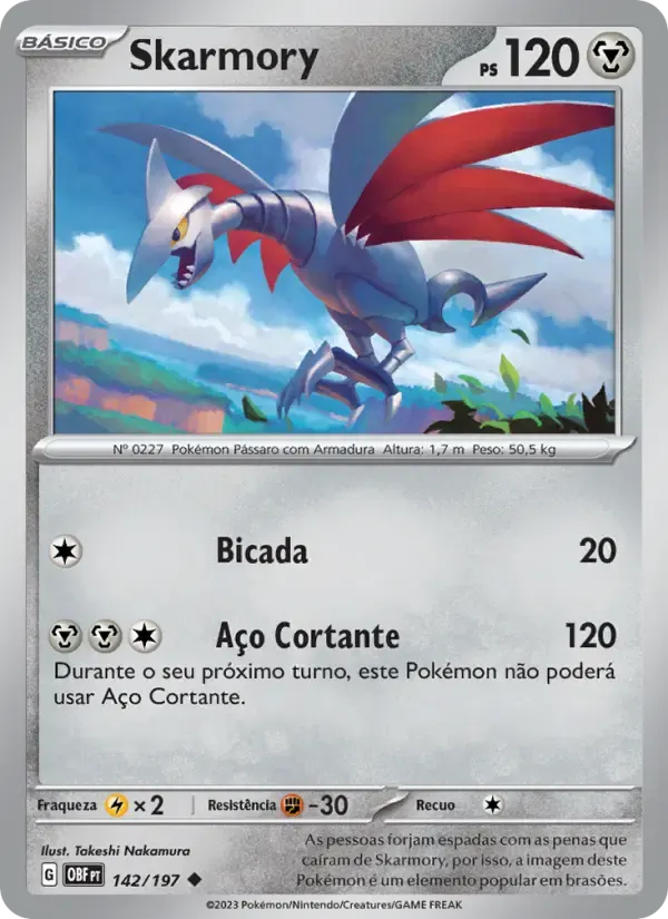 Skarmory — Obsidiana em Chamas 142 Portuguese Pokémon card
