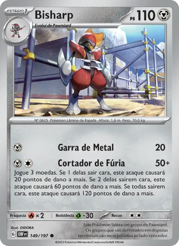 Bisharp — Obsidiana em Chamas 149 Portuguese Pokémon card