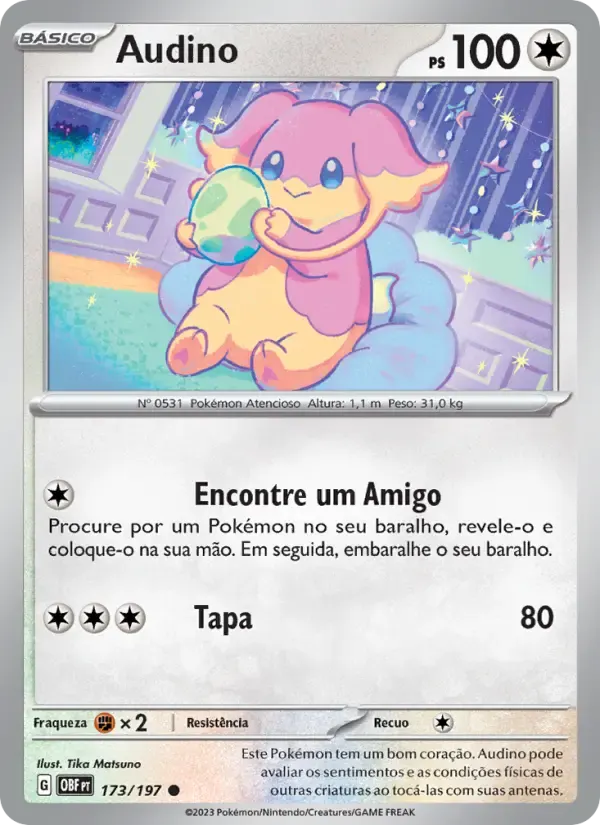 Audino — Obsidiana em Chamas 173 Portuguese Pokémon card