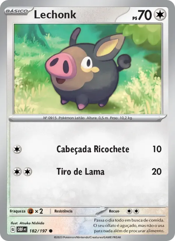 Lechonk — Obsidiana em Chamas 182 Portuguese Pokémon card