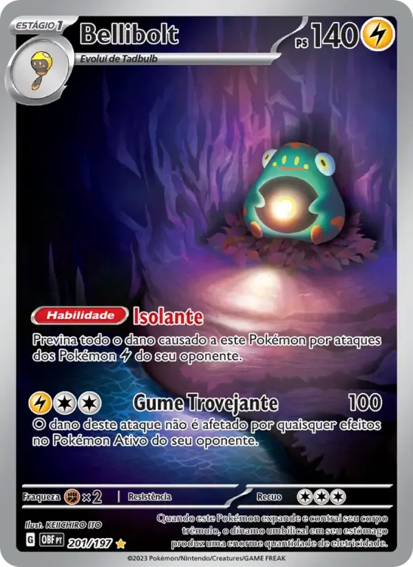 Bellibolt — Obsidiana em Chamas 201 Portuguese Pokémon card