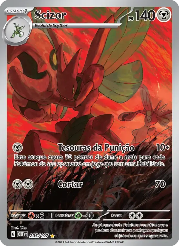 Scizor — Obsidiana em Chamas 205 Portuguese Pokémon card