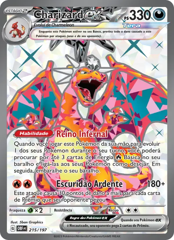 Charizard ex — Obsidiana em Chamas 215 Portuguese Pokémon card