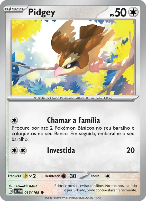 Pidgey — 151 16 Portuguese Pokémon card