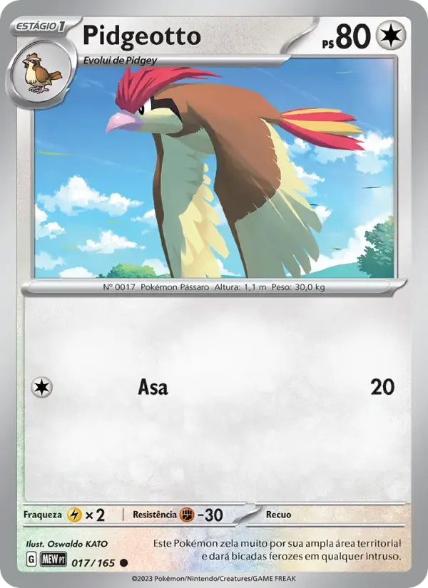 Pidgeotto — 151 17 Portuguese Pokémon card