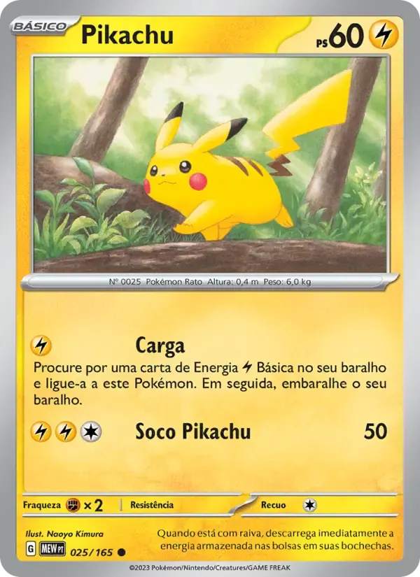 Pikachu — 151 25 Portuguese Pokémon card
