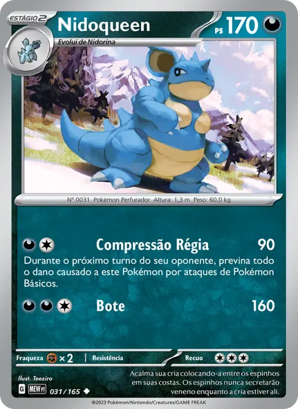 Nidoqueen — 151 31 Portuguese Pokémon card