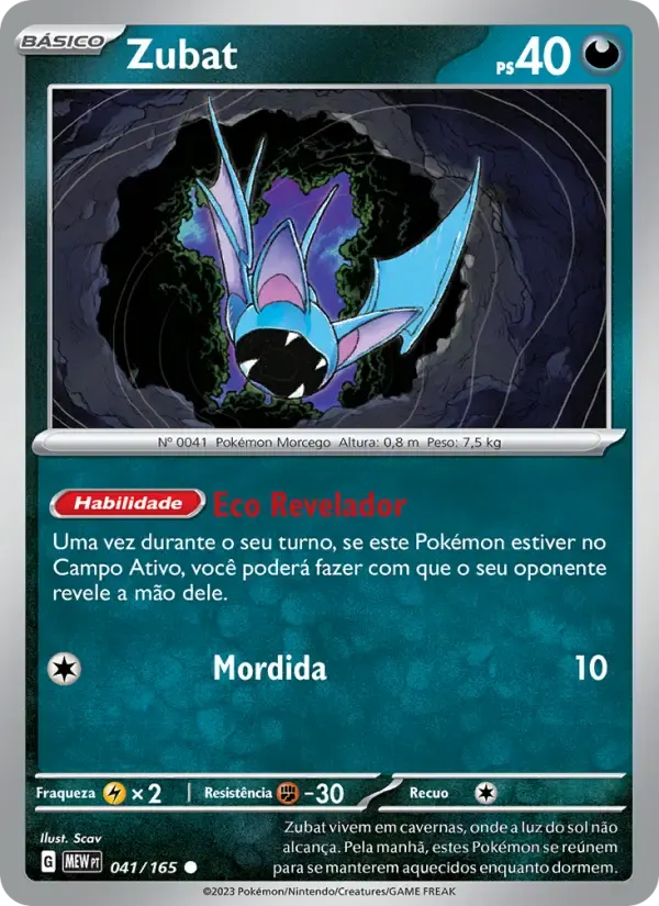 Zubat — 151 41 Portuguese Pokémon card